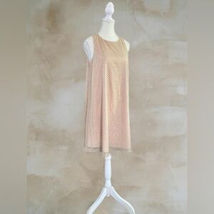 Aidan Mattox Blush Sequin Mesh Overlay Shift Dress Size 4